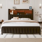 Bed Frame Full queen Size With Storage Headboard  Led Lights  Charging Station
