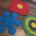 Ikea Lusy Lot Of 3 Patches 100  Cotton Sewing Quilting Crafts Crocheted Flowers