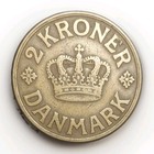 1926 Denmark 2 Kroner Large Old Coin Crown Km 825
