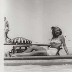 Vintage Snapshot Photo 1940s Blonde Bombshell Woman Bikini Pin-up Cheesecake