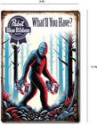 Pabst Bigfoot Sign Blue Ribbon Tin Metal Bar Pbr Beer Man Cave Sasquatch Made