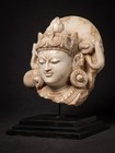 Large Antique Indian Marble Bodhisattva Head From India  19th Century