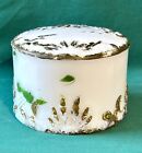 Opaline Milk Glass Powder Jar Lid Vanity Dresser Box Dithridge Vtg Antique 5 5 
