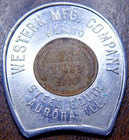 Western Mfg  Keep Me And You Will Have Good Luck - Encased  1948-s Wheat Penny