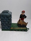 Vintage Cast Iron Artillery Piggy Bank Cannon Mechanism Painted Soldier Works