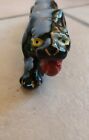 Vintage Mid Century Stalking Panther Black Ceramic With Gold Stripes 9  Long