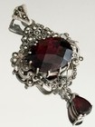 Vtg Garnet Marcasite Sterling Silver 925 Pendant Victorian gothic czech Style