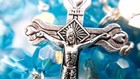 Light Blue Crystals Beads Catholic Rosary Necklace Miraculous Medal   Crucifix