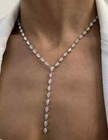 22ct Pear Cut Lab Created Diamond Lariat Tennis Necklace 14k White Gold Finish
