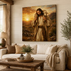 Jesus The Good Shepherd Canvas Wall Art Lost Sheep Christian Painting Print