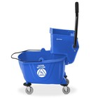 26 Quart Commercial Mop Bucket With Side Press Wringer  Blue