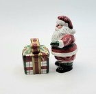 Fitz And Floyd Santa W  Present Ceramic Christmas Salt And Pepper Shakers 
