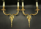 Large Pair Of Sconces Man Faces Decor Louis Xvi Style - Bronze - French Antique