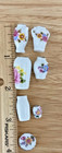 Miniature Doll House 6 Ceramic Vases And 1 Display Plate  Gloss Finish Floral