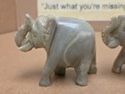 3 Vintage Hand Carved Alabaster Or Onyx Green Stone 3  Asian Elephant Figurine