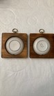 Vintage Fox Hunt Wood   Porcelain Wall Plaques - Pair