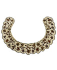 Floral Themed Vintage Heavily Metallic Embroidered Beige Silk Collar From India