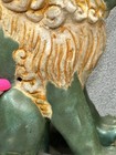 Chinese Foo Dogs Rare Antique Shishi Yellow Green 9    Tall Protection Statue Flaw