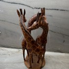 Vintage Handmade Hand Carved Wooden Giraffe Figurine African Art Made In Kenya