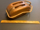 Wooden Double Pully Block W  Rope Sailing Ship Nautical Theme Decor Oak Vintage