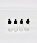 4 Pack - 1oz Clear Boston Round Glass Bottles With Glass Droppers 30ml Bottle
