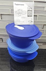 Tupperware Set Of 3 Crystalwave Plus Microwave Bowl 1 5  2 25  3 25 Cup New Blue