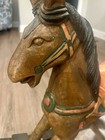 Vintage Hand Carved Hand Painted Wooden Rocking Horse 19x25 Well Made  