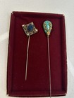 Vintage Hat Stick Pins Lot Art Nouveau Faux Turquoise Rhinestone Filigree