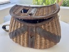 Vintage Rare Wicker And Leather Fly Fishing Creel Basket