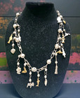 Vintage Mexican Milagros Wedding Necklace Double Strand Folk Art Charm 32 