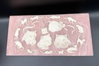 Vtg Large Incolay Stone Jewelry Trinket Box Rose Pink Cat Kitten Lenore Beran