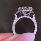 4ct Radiant Real Moissanite Three Stone Engagement Ring In 14k White Gold Plated