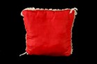 Vintage Red Satin   White Lace Wedding Ring Bearer Pillow 12 x11 75  Romantic