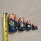 Russian Matryoshka Nesting Dolls Hand-painted Handmade Blue Floral Set