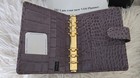 Van Der Spek Gray Croc Embossed Leather Organizer Planner Cover 6-ring Snap