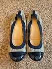 J crew Women s Gray navy Leather Ballet Flats Eu 40 Us 9 Made In Italy New