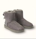 New In Gift Box Ugg Brand Women s Mini Bailey Bow Ii Winter Soft Boots Grey