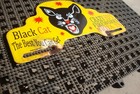 Vintage 1967 Dated Black Cat Crazy Ed   s Fireworks Porcelain Metal License Topper