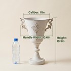 Vintage Urn Planter  Antique White Metal Vase With Handles  Distressed Farmho   