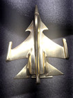 Solid Vintage Brass Jet Fighter Airplane Desk Display Paperweight Model