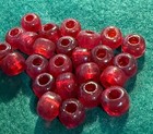  10  Crow Indian Original Cherry Red Padre Glass Trade Beads Fur Trade Era   