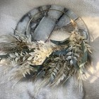 Handmade Dried Botanical Hoop Wreath Pampas Eucalyptus Ivory Gold Boho Decor 12   