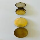 Vintage Antique French Small Round Oval Enamel Trinket Jewelry Pill Box-set Of 2