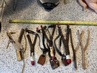 Rare Vintage Native American Slingshot Lot  Of 6 Red And White