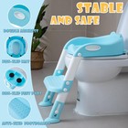 Potty Training Toilet Chair Seat Step Stool Ladder Kids Toddler Blue White