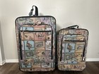 2 Vtg Disney Winnie The Pooh Medium Tapestry Luggage Suitcase Medium Large Set