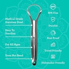 Gurunanda Tongue Scraper 2 Pack Adult Stainless Steel Cleaner Refreshes Breath T