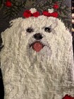 Vintage-maltese Design dog-christmas Stocking-wool Needlepoint red Velvet Back-