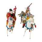 Vintage Chinese Export Folk Art Procession Figures Set Of 6 Mid Century Bells