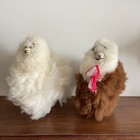 2 Vintage Real Alpaca Fur Llamas Plush Stuffed Handmade Peru Soft Dolls